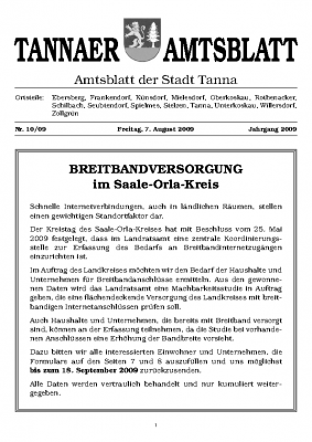 Sonderamtsblatt August 2009